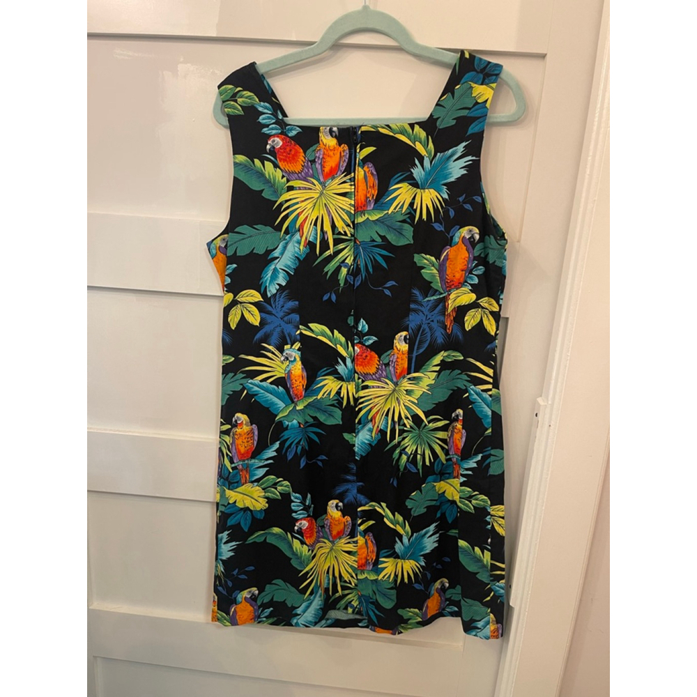 Vintage Shannon Marie Hawaii Dress Parrot Tropical Print Cotton XL USA - Picture 2 of 6